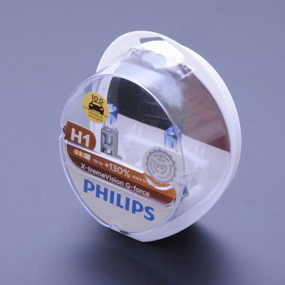 Автолампа галогенная Philips X-treme Vision G-Force +130% H1 12V 55W 3500K 2 шт (12258XVGS2) 56589 фото