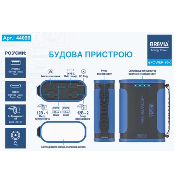 Power Bank Портативний Акумулятор Bix 30000 mAh 3x USB 22,5 Вт Чорний (PB302) 44096 фото