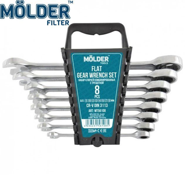 Набір ключів комбінованих Molder з тріскачкою 8-19 мм 8 шт (MT56108) MT56108 фото