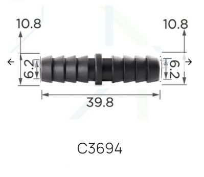 Соединитель для трубок d10, 8мм. (C3694) 68264 фото