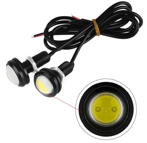 LED Денні ходові вогні ДХО очі врізні D23 мм 1.5W 12V (SOB 2smd) Білі 2 шт 50904 фото