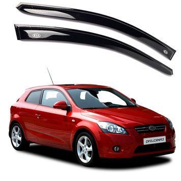 Дефлектори вікон ветровики Kia Ceed I 2006-2012 3D Хечбек Скотч 3M Voron Glass 94861 фото