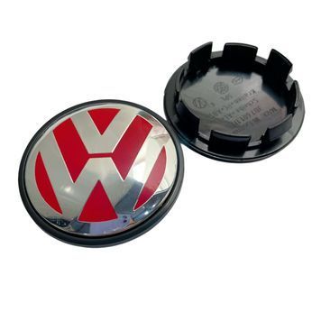 Колпак колеса Volkswagen красный серебро 65 мм пластик 1 шт OEM 3b7601171 (колпачок, заглушка) 94618 фото