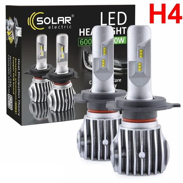 LED лампы автомобильные Solar H4 12/24V 6000Lm 40W 6500K IP65 радиатор 2 шт (CANBUS c обманкой) (8604) 26228 фото