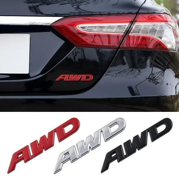 Емблема напис AWD червона 151&times;24мм метал (на скотчі) 95579 фото
