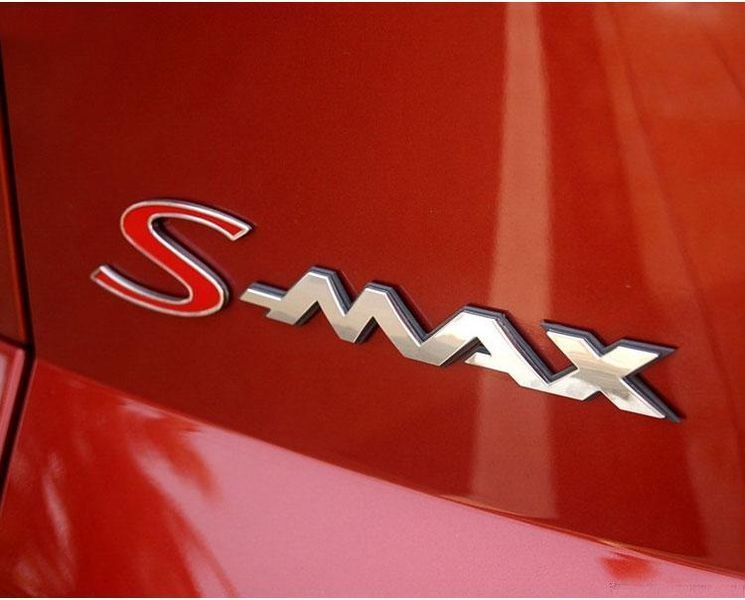 Эмблема надпись S-Max для Ford Красный Хром 200х33 мм на скотче 95749 фото