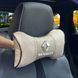 Подушка на підголівник з логотипом Renault Екошкіра 3D Кольоровий лого Бежевые-Бежевый кант 1 шт 13 фото 1