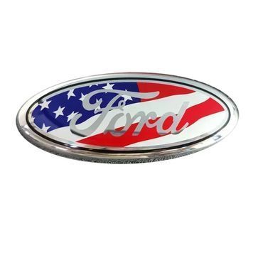 Емблема передня Ford червона + білий 230х90 мм пластик (на скотчі + 3 направляючі) 96028 фото