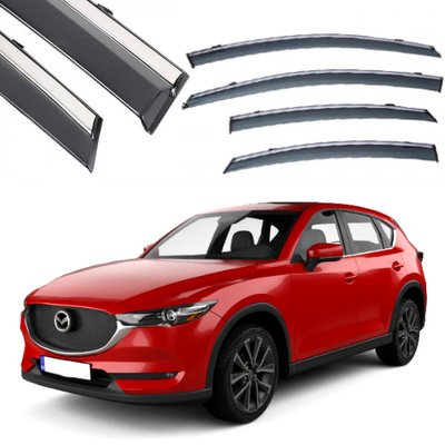 Дефлектори вікон вітровики Benke для Mazda CX-5 (KF) (USA) 2017- Молдинг З Нержавіючої Сталі 3D (BMDC51723-W/S) 63175 фото