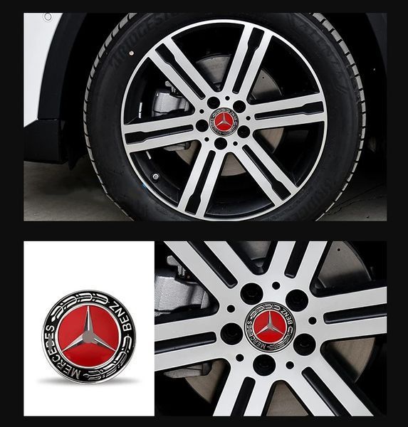 Колпак колеса Mercedes Красный с черным d=75мм пластик 1 шт (колпачок, заглушка диска) 90332 фото