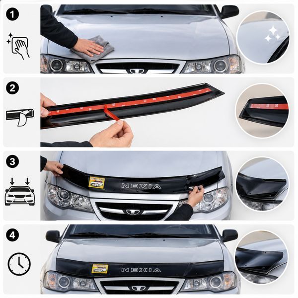 Дефлектор капота мухобойка Daewoo Nexia 1995-2011 Кріплення пластина Voron Glass 90467 фото