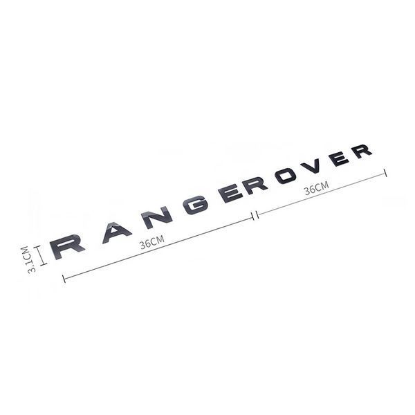 Эмблема надпись RANGE ROVER черная матовая 720х31 мм пластик (на скотче) 95408 фото