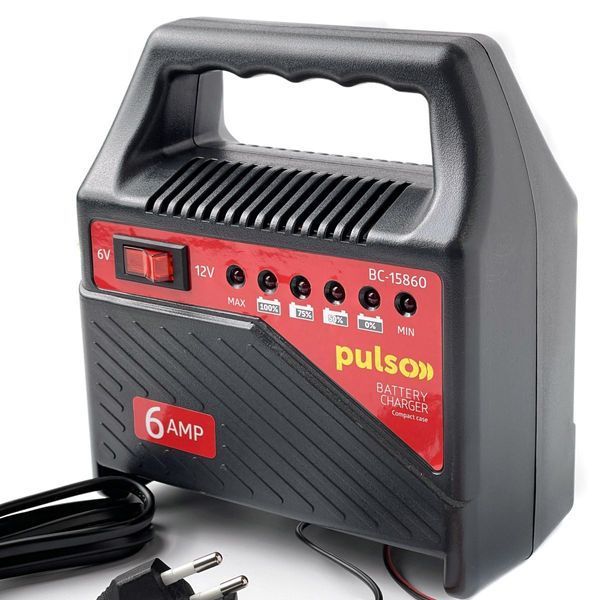 Зарядний пристрій автомобільного акумулятора PULSO 6-12 V / 6 А (BC-15860) 57468 фото