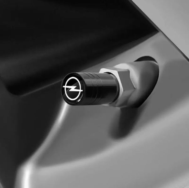 Ковпак вентиля колеса Opel 4шт Тюнінг чорний (алюміній) 89903 фото