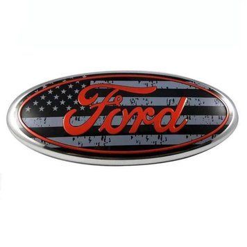 Емблема передня Ford червона + чорний 230х90 мм пластик (на скотчі + 3 направляючі) 96029 фото