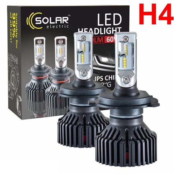 LED лампи автомобільні Solar H4 12/24 8000Lm 60W 6500K IP67 Радиатор и кулер 2 шт (8304) 39067 фото