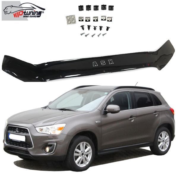 Дефлектор капоту мухобійка для Mitsubishi ASX 2010- Євро Кріплення (Vip Tuning) MSH18 2564 фото