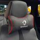 Подушка на підголівник з логотипом Renault Екошкіра 3D Кольоровий лого Чорний-Червоний кант 1 шт 13 фото 1