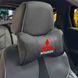 Подушка на подголовник с логотипом Mitsubishi Экокожа 3D Цветной лого Черная-Черный кант 1 шт 91664 фото