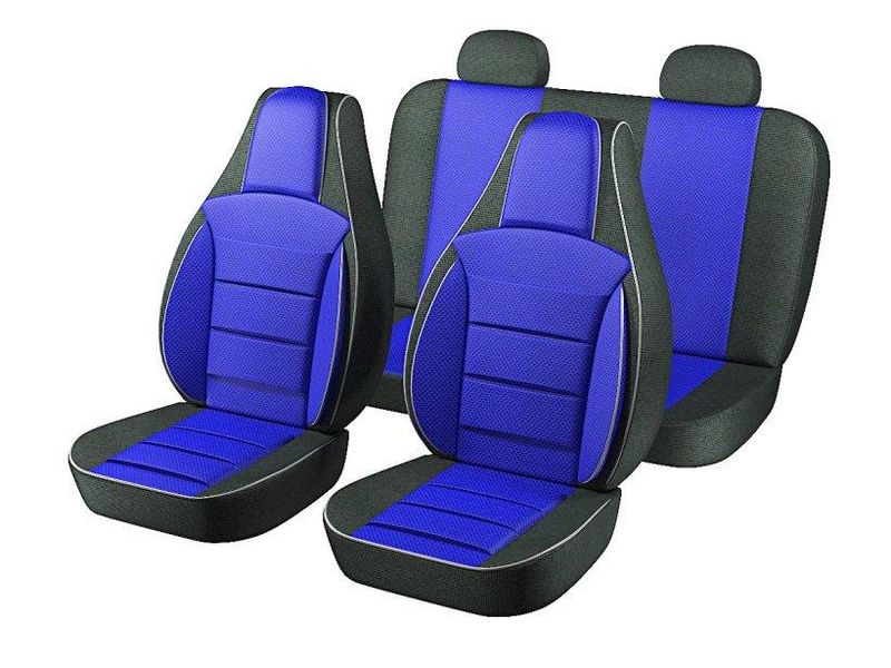 Чехлы Пилот для сидений ВАЗ 2101-2105 Черная ткань Синяя ткань 53244 фото