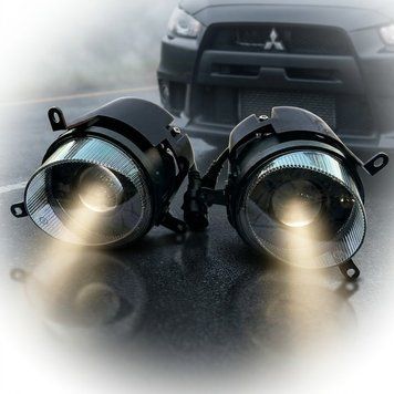 LED Протитуманні Фари Лінзовані 60W для Mitsubishi Lancer X 2007-2016 2 шт (M11-FLOOD) 101346 фото