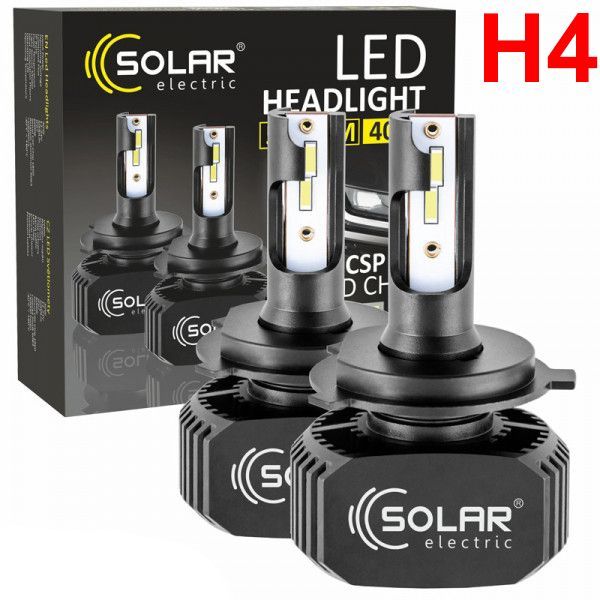 LED лампи автомобільні Solar H4 12/24V 5000Lm 40W IP65 6000K 2 шт радіатор (8204) 39382 фото