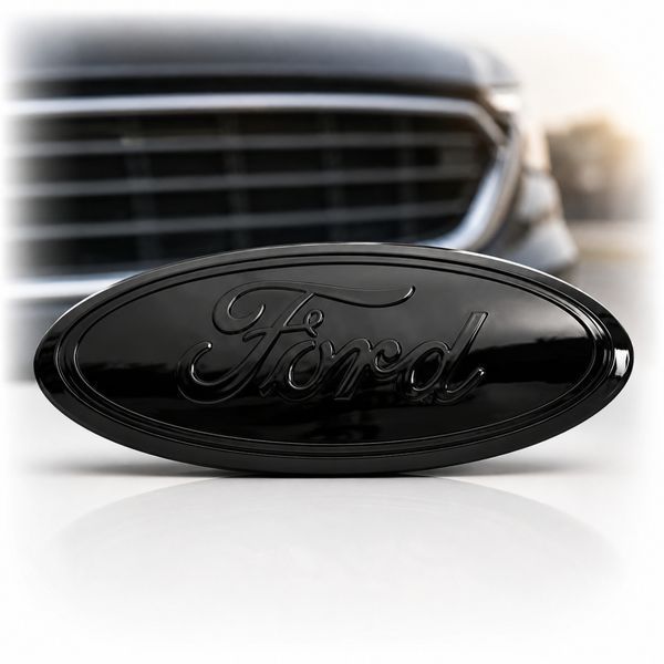 Эмблема передняя Ford черная глянцевая 230х90 мм пластик (на скотче 3 направляющие) 96031 фото