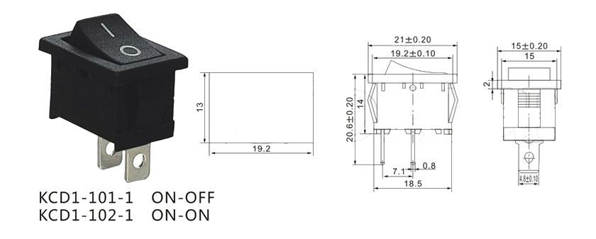 Кнопка Перемикач клавішний 12V ON-OFF 20x15 мм №101 65956 фото