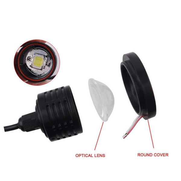 Протитуманні LED Фари круглі/лінза з ДХО D64мм/12V/10W/7000K/1200lm/2 шт 50929 фото