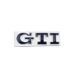Емблема напис GTI для Volkswagen синя з сріблястою окантовкою 79х23 мм метал (на скотчі) 95644 фото 1