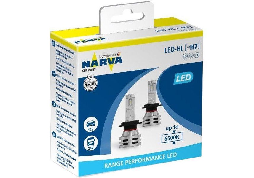 LED лампы автомобильные Narva H7 радиатор кулер 8000Lm / 24W / 6500K / IP67 / 8-48V 2 шт (180333000) 57054 фото