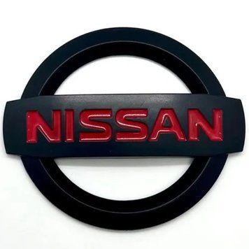 Емблема решітки задня для Nissan матова Чорна 118х100 мм Пластикна скотче (Завод) 88381 фото