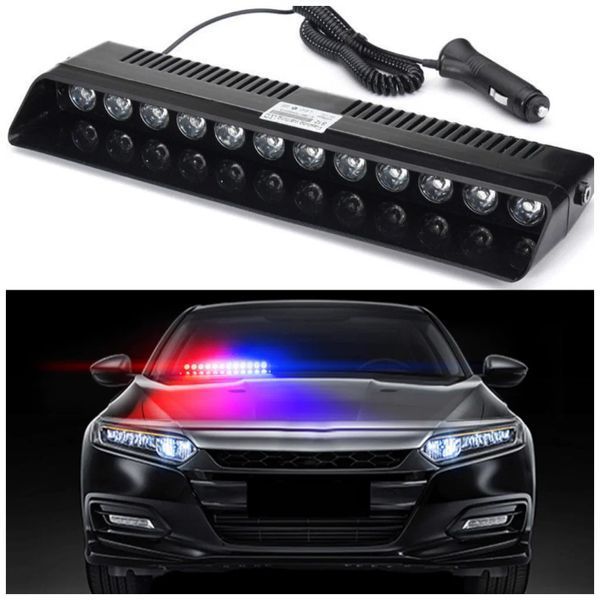 Страбоскоп Светодиодный 12V DRL 330x100 мм 12LED (B-R) прикуривание выключатель на присосках (KING S12) 94977 фото