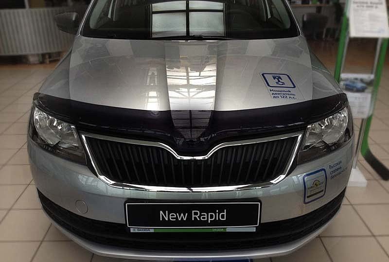 Дефлектор капоту мухобійка Skoda Rapid sd 2012- 6735 фото