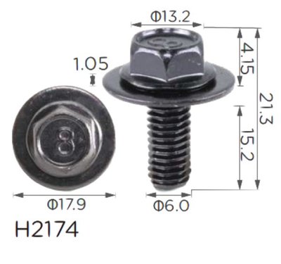 Гвинт з шайбою M6 Mazda (9GG600616T, 9GG60-0616T, 19802)H2174) 68480 фото