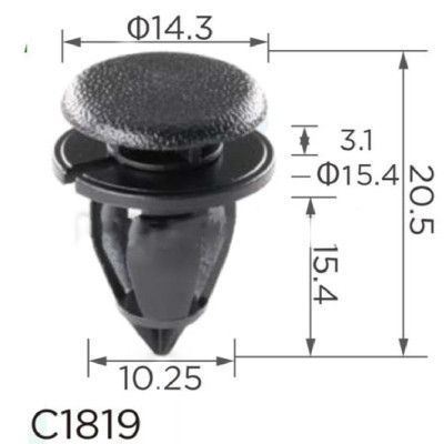 Кліпса кріплення обшивки дверей RENAULT GM OPEL NISSAN (OEM: 7703077434 / 93160780 / 4411887) (C1819) 73290 фото