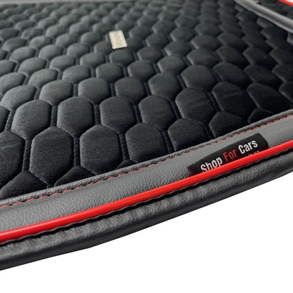 Накидки для передних сидений Алькантара Palermo Premium Черные Красный кант 2 шт 9900 фото
