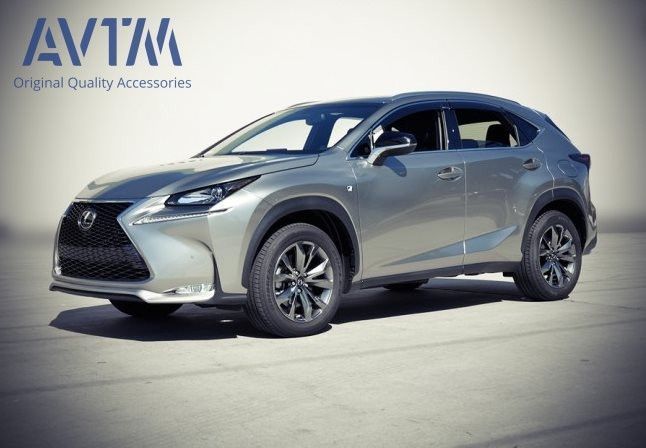 Дефлекторы окон ветровики Lexus NX 2014 - с хром молдингом 4 шт (08611-78810) LENX256879 фото