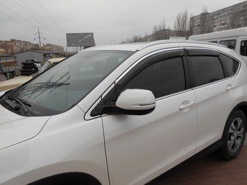 Дефлектори вікон вітровики HIC для Honda CR-V 2012-2017 3D Хром молдинг (Ho62-IJ) Ho62-M фото