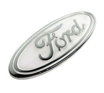 Емблема передня Ford білий + хром 230х90 мм пластик (на скотчі + 3 направляючі) 96035 фото
