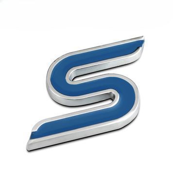 Эмблема надпись S для Ford синяя 50х35 мм металл (на скотче) 95757 фото