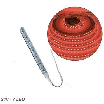Лента диодная алюминий 24V - 8 см - 1А 7LED - в силиконе эффект сплошной ленты Красный свет (5630) 95066 фото