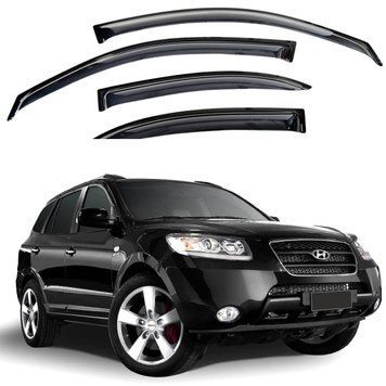 Дефлектори вікон для Hyundai Santa Fe 2006-2010 на скотчі (Acrylic) 94988 фото