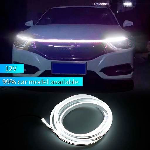 Подсветка Капота Гибкая 12V LED Динамическая Белая 150 см (Боковое свечение) 68636 фото