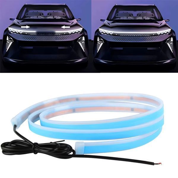 Подсветка Капота Гибкая 12V LED Динамическая Белая 150 см (Боковое свечение) 68636 фото