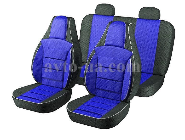 Чохли Пілот для сидінь ВАЗ 2103-2106 Чорна тканина Синя тканина 53241 фото