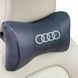 Подушка на підголовник з логотипом Audi екошкіра Чорна 1 шт 8327 фото 2
