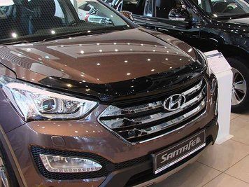 Дефлектор капоту мухобійка для Hyundai Santa Fe 12-, темний 7486 фото