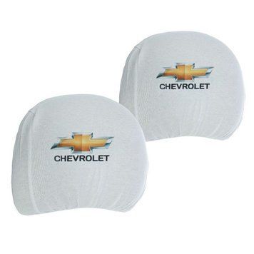 Чохли для підголівників Універсальні Chevrolet Білі Кольоровий логотип 2 шт 26310 фото