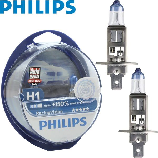 Автолампа галогенная Philips Racing Vision +150% H1 12V 55W 2 шт (12258RVS2) 56273 фото